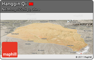Satellite Panoramic Map of Hanggin Qi, semi-desaturated