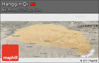 Satellite Panoramic Map of Hanggin Qi, semi-desaturated
