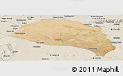 Satellite Panoramic Map of Hanggin Qi, shaded relief outside