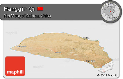 Satellite Panoramic Map of Hanggin Qi, single color outside