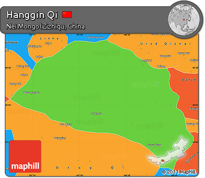 Political Simple Map of Hanggin Qi