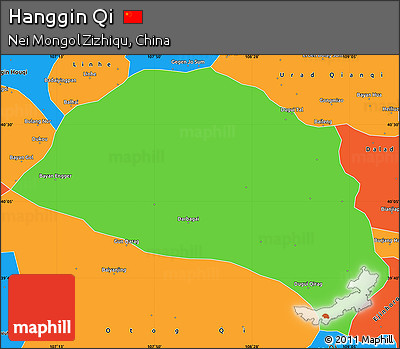 Political Simple Map of Hanggin Qi
