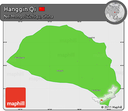 Political Simple Map of Hanggin Qi, single color outside
