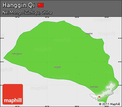 Political Simple Map of Hanggin Qi, single color outside