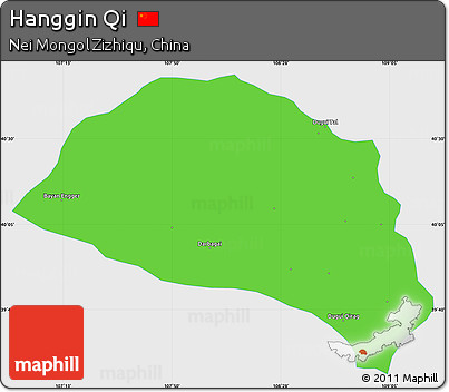 Political Simple Map of Hanggin Qi, single color outside