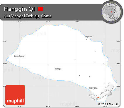 Silver Style Simple Map of Hanggin Qi, single color outside