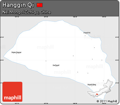 Silver Style Simple Map of Hanggin Qi, single color outside