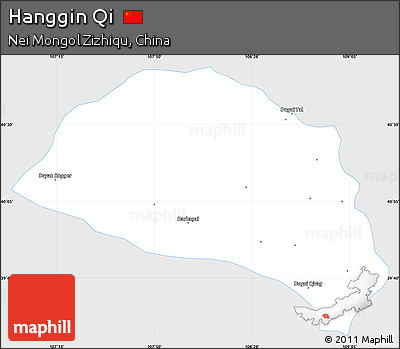 Silver Style Simple Map of Hanggin Qi, single color outside