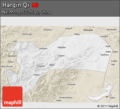 Classic Style 3D Map of Harqin Qi
