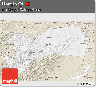 Classic Style 3D Map of Harqin Qi