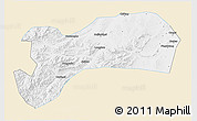 Classic Style 3D Map of Harqin Qi, single color outside