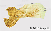 Physical 3D Map of Harqin Qi, cropped outside