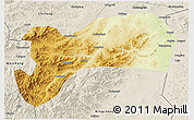 Physical 3D Map of Harqin Qi, shaded relief outside