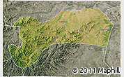 Satellite 3D Map of Harqin Qi, semi-desaturated