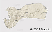 Shaded Relief 3D Map of Harqin Qi, cropped outside