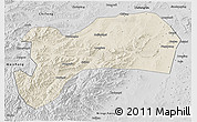 Shaded Relief 3D Map of Harqin Qi, desaturated