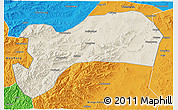 Shaded Relief 3D Map of Harqin Qi, political outside