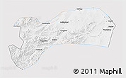 Silver Style 3D Map of Harqin Qi, single color outside