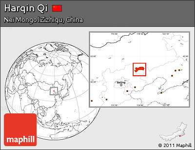 Blank Location Map of Harqin Qi