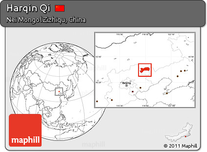 Blank Location Map of Harqin Qi