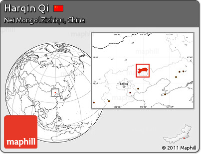 Blank Location Map of Harqin Qi