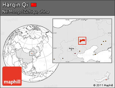 Blank Location Map of Harqin Qi, highlighted country