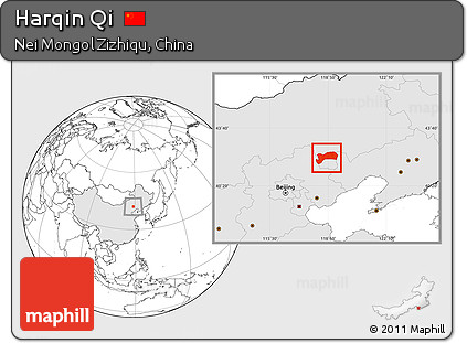 Blank Location Map of Harqin Qi, highlighted country