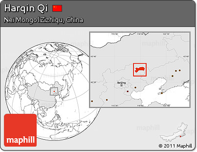 Blank Location Map of Harqin Qi, highlighted country
