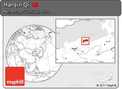 Blank Location Map of Harqin Qi, highlighted parent region