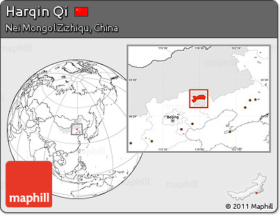 Blank Location Map of Harqin Qi, highlighted parent region