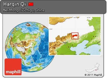Physical Location Map of Harqin Qi, highlighted parent region