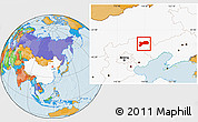 Political Location Map of Harqin Qi, highlighted country