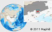 Shaded Relief Location Map of Harqin Qi, highlighted country, highlighted parent region