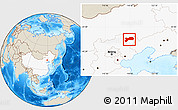 Shaded Relief Location Map of Harqin Qi, highlighted country