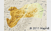 Physical Map of Harqin Qi, shaded relief outside