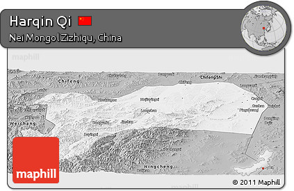 Gray Panoramic Map of Harqin Qi