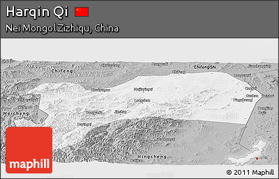 Gray Panoramic Map of Harqin Qi