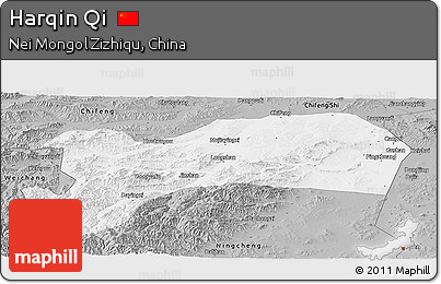 Gray Panoramic Map of Harqin Qi
