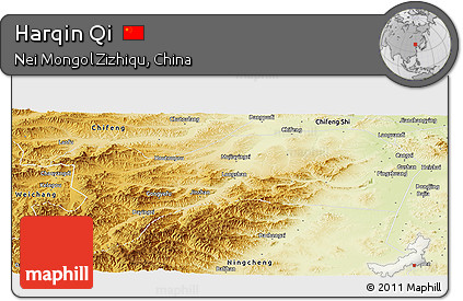 Physical Panoramic Map of Harqin Qi