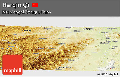 Physical Panoramic Map of Harqin Qi