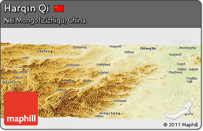 Physical Panoramic Map of Harqin Qi