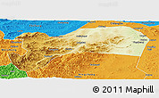 Physical Panoramic Map of Harqin Qi, political outside