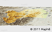 Physical Panoramic Map of Harqin Qi, semi-desaturated