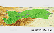 Political Panoramic Map of Harqin Qi, physical outside