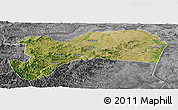 Satellite Panoramic Map of Harqin Qi, desaturated