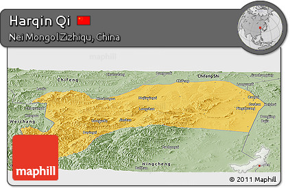 Savanna Style Panoramic Map of Harqin Qi