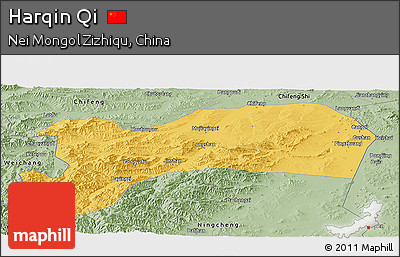 Savanna Style Panoramic Map of Harqin Qi