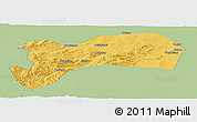 Savanna Style Panoramic Map of Harqin Qi, single color outside