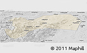 Shaded Relief Panoramic Map of Harqin Qi, desaturated