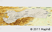 Shaded Relief Panoramic Map of Harqin Qi, physical outside